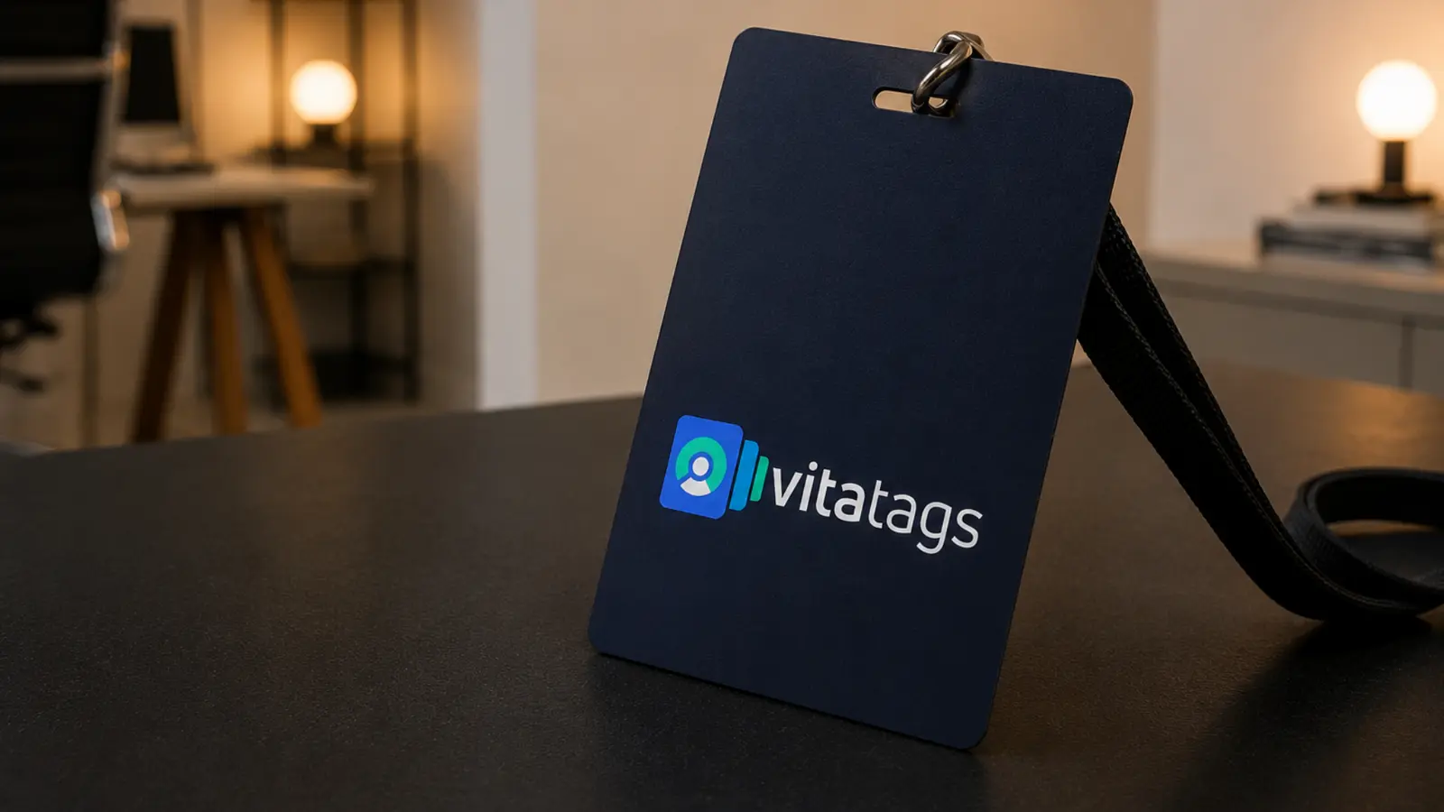 Crachá com a marca VitaTags